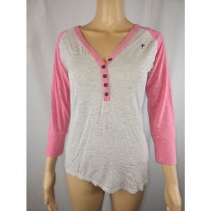 Red Dragon | Women | 3/4 Sleeve Shirt | Pink and Gray | Size Medium